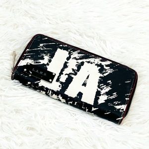 L.A.M.B. Black & White Zip Around Wallet